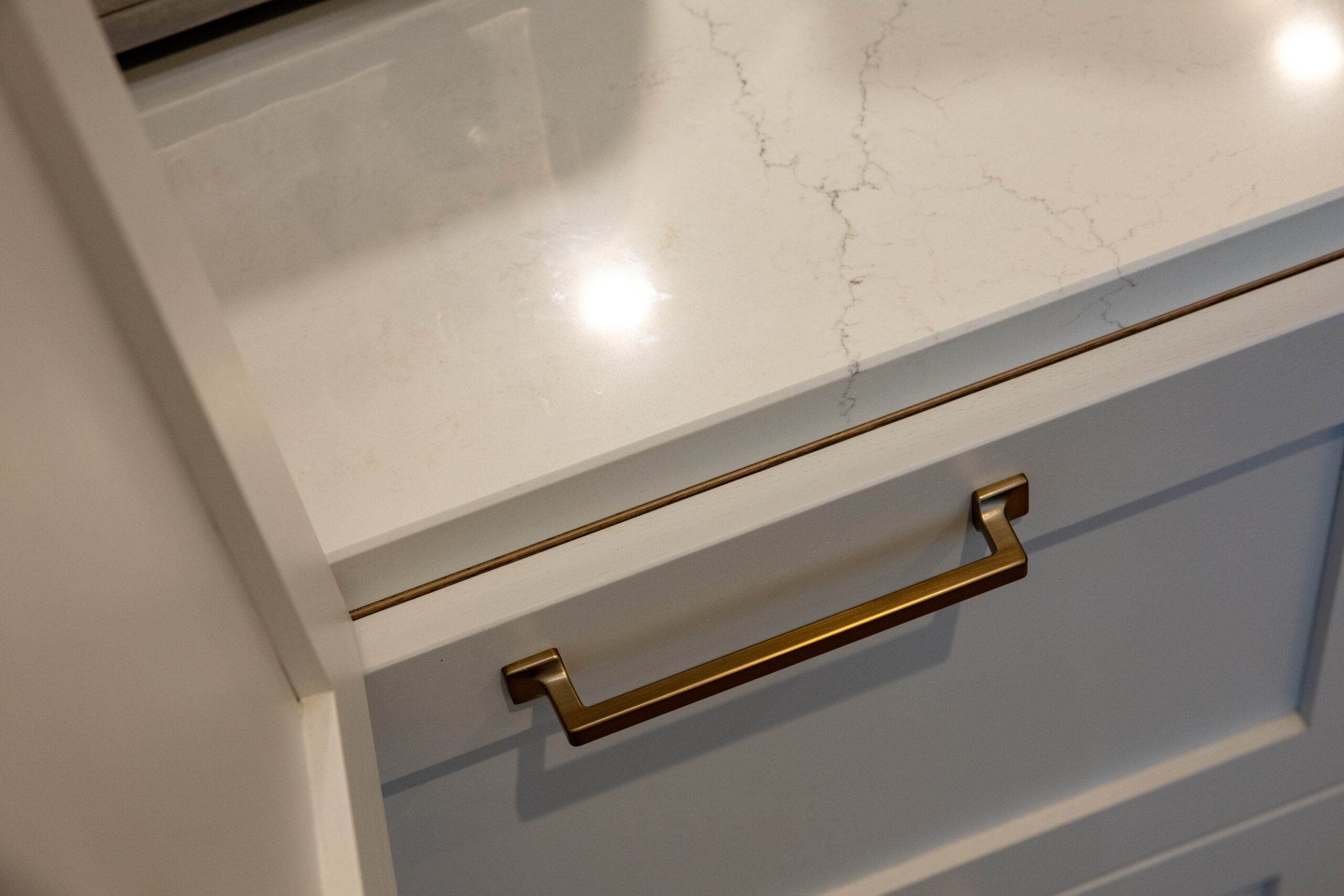 View from kitchen through to dining with Muse by Casla worktops